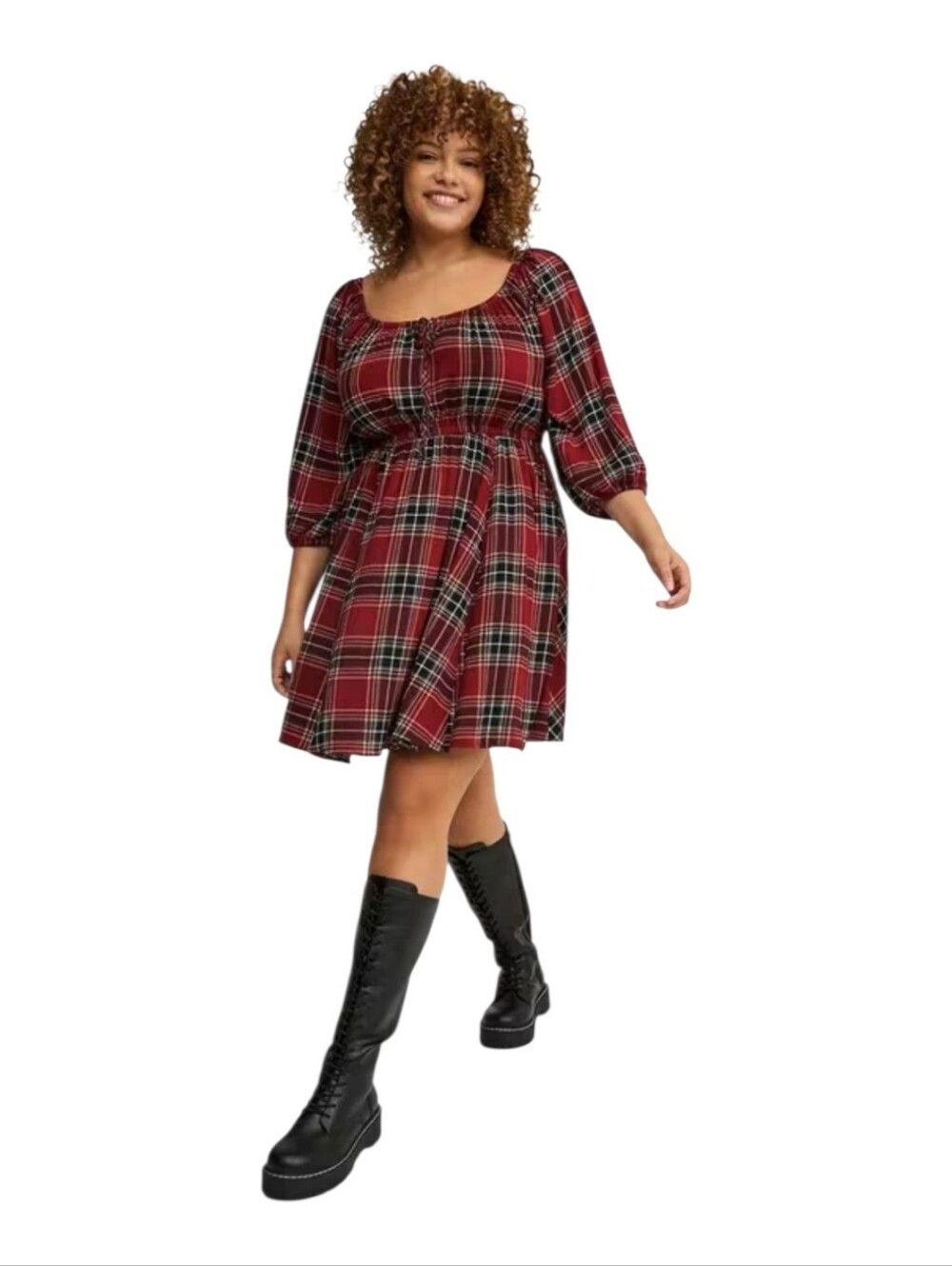 NWT Torrid 4 Gauze Babydoll Mini Dress Plaid 4X
